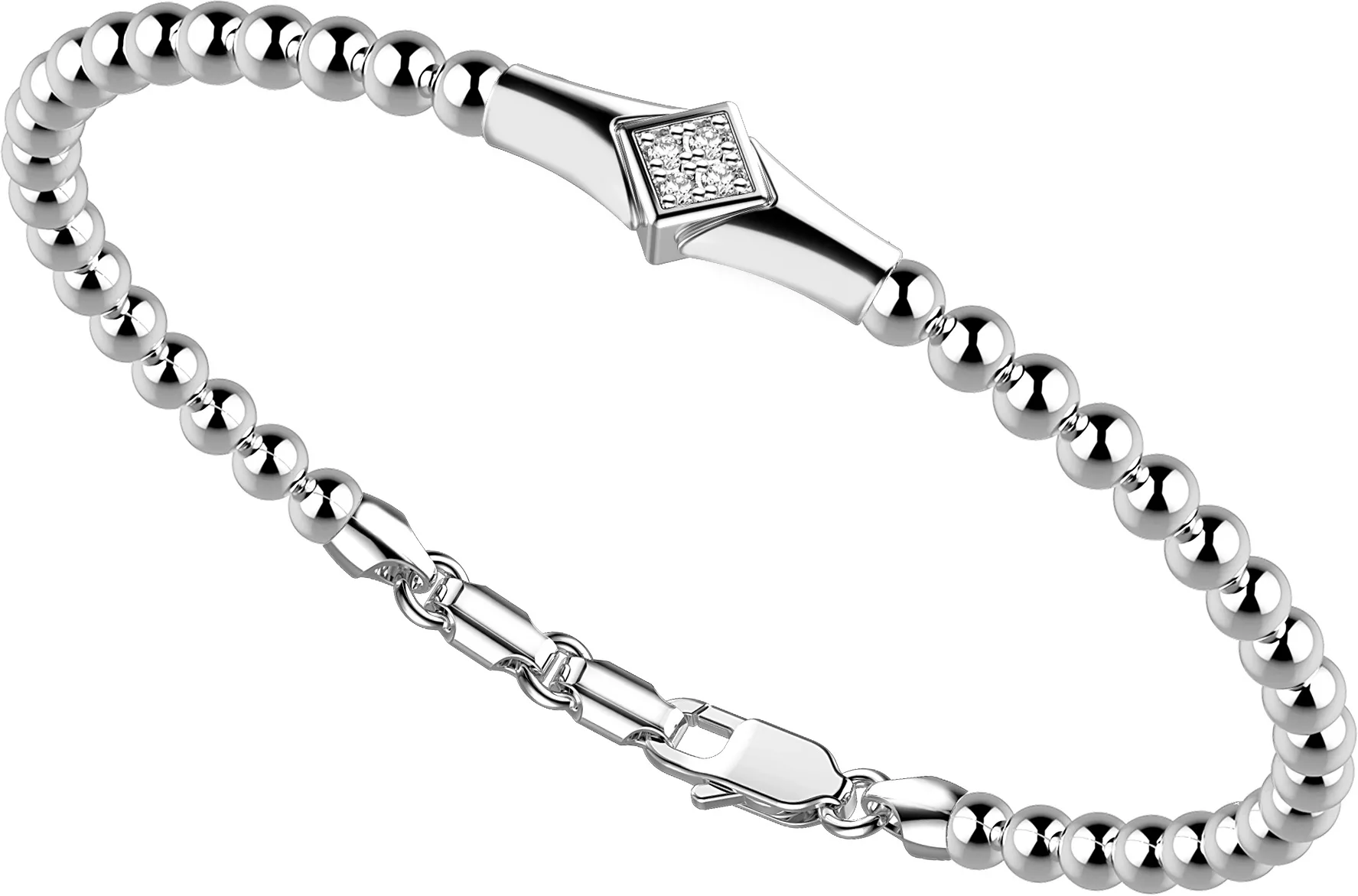 Bracciale Uomo Zancan in Argento con Targa e Zircone Bianco Atomosphere