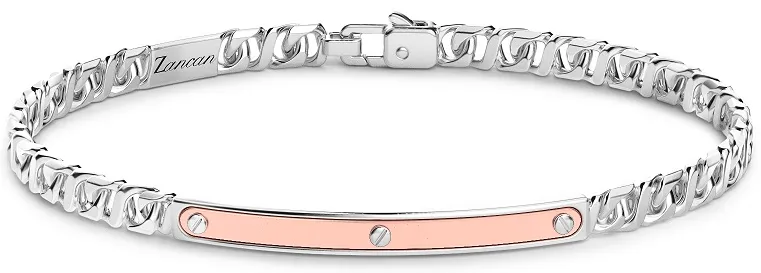 Bracciale Uomo Zancan con Targa in Argento Placcato Rosè