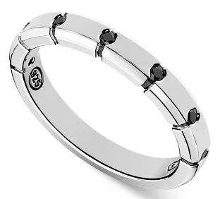 Anello Uomo Zancan in Argento con Spinelli Neri