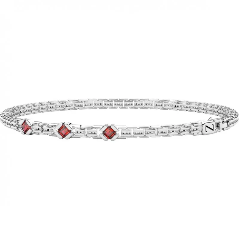 Bracciale Uomo Zancan in Argento con Spinelli Rossi