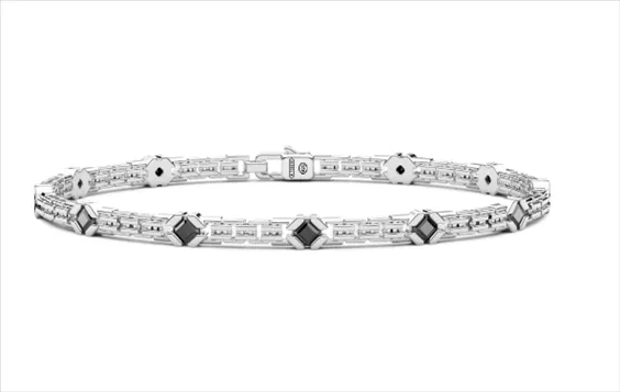 Bracciale Uomo Zancan in Argento con Spinelli Neri