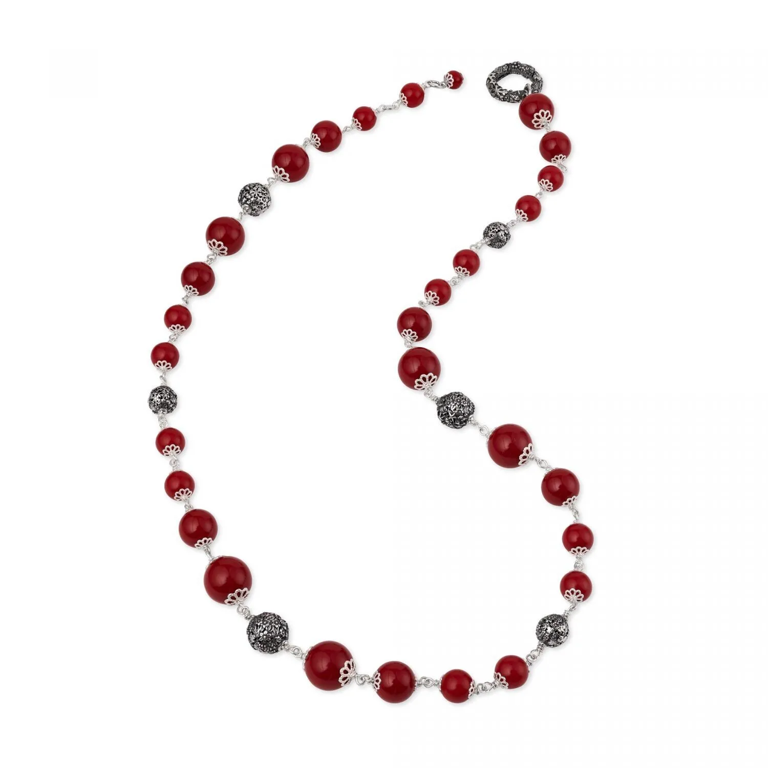 Collana con pietre colorate corallo e sinacoli - GERARDO SACCO