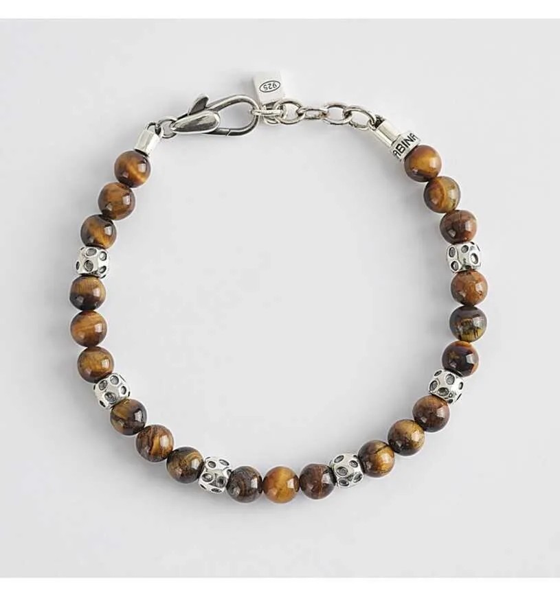 Bracciale Agata Occhio Di Tigre  Uomo - MABINA GIOIELLI