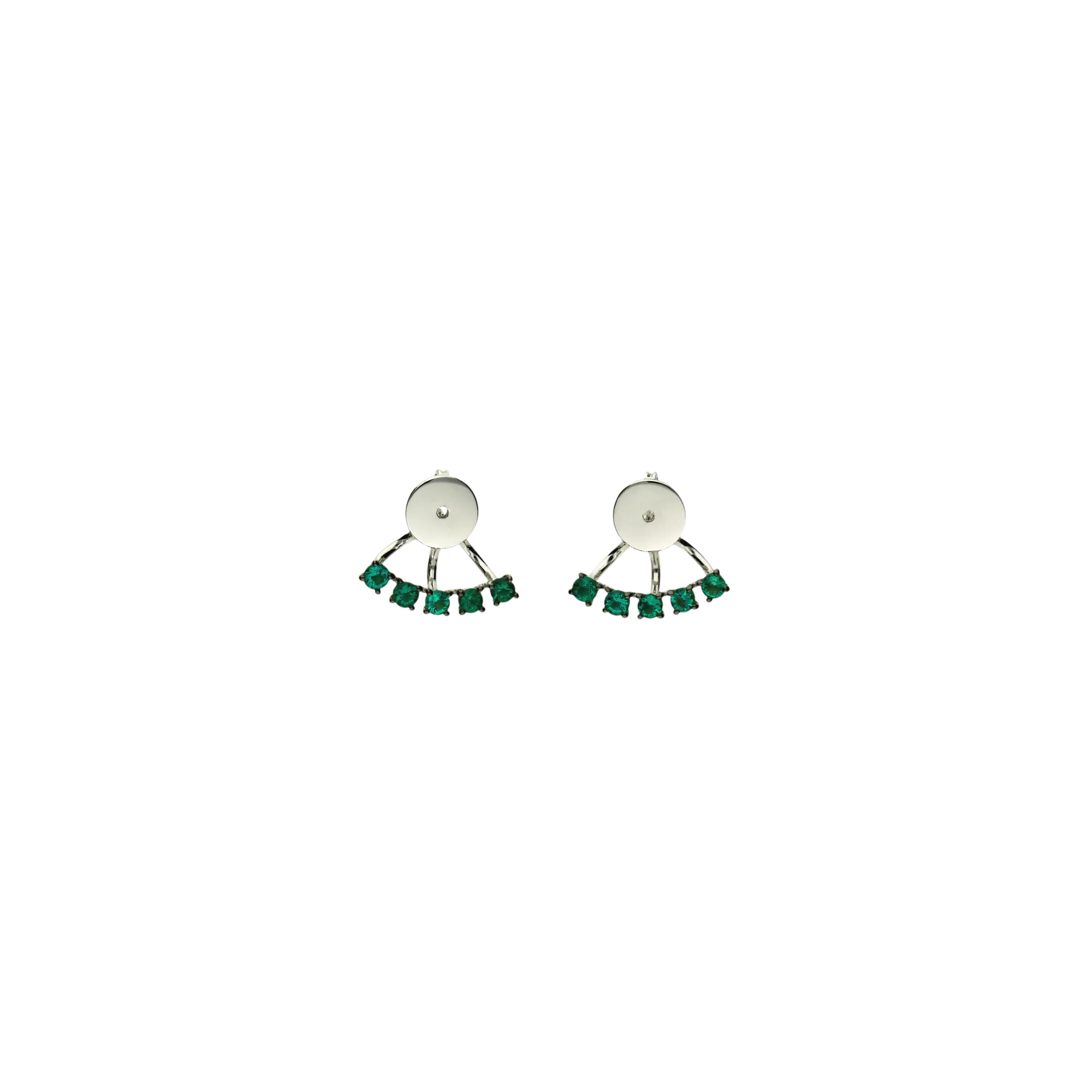 Chiusura per orecchini in oro bianco 18 carati e smeraldi taglio brillante - 26517380