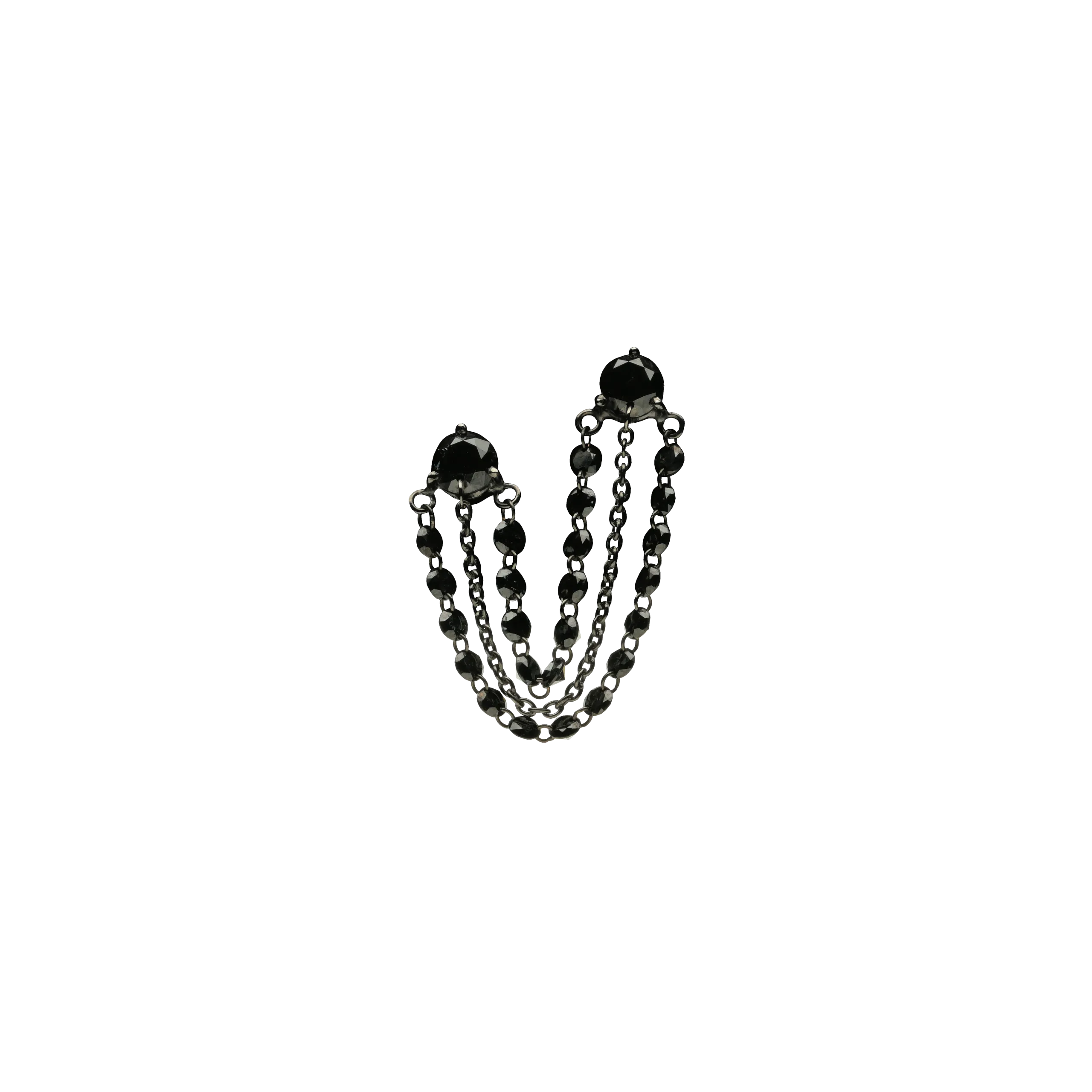 ORECCHINO SINGOLO IN ORO NERO A DOPPIO FORO CON DIAMANTI NERI - O273/8/5-DN