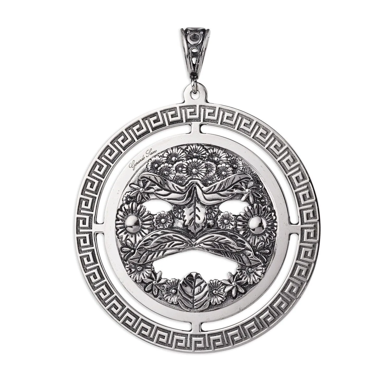 Ciondolo tondo con greca e Maschera Arcimboldo - GERARDO SACCO