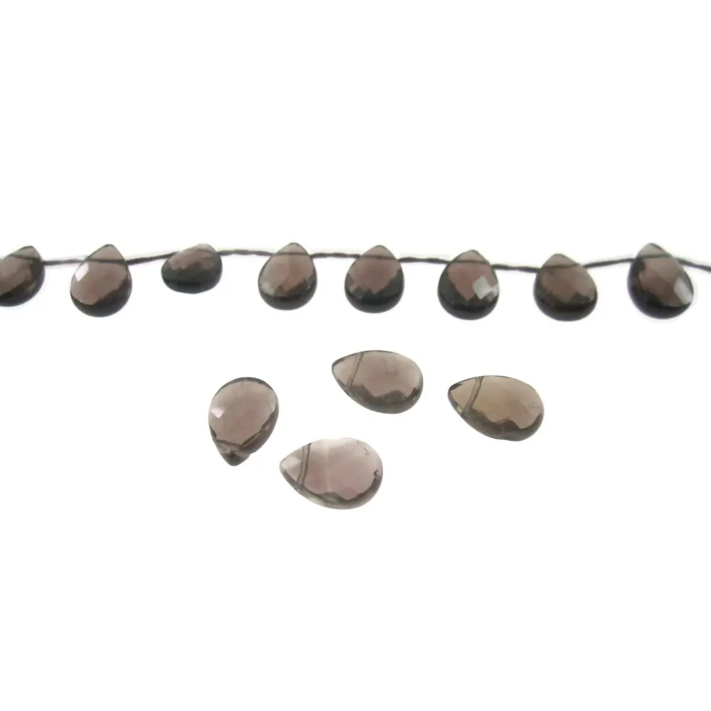 3 GOCCE IN QUARZO FUME' SFACCETTATA BRIOLE' 14X10 MM.