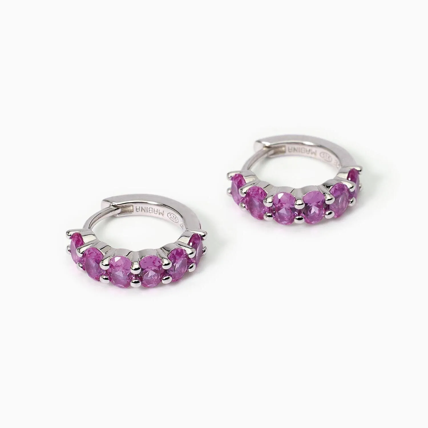 Orecchini a cerchio in argento con tormalina sintetica FESTIVAL- Donna