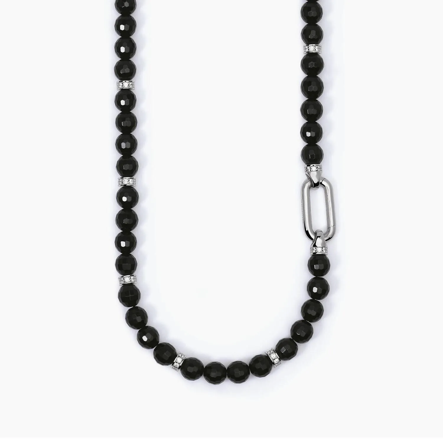 Girocollo in argento con agata nera e cristalli bianchi ELIZABETH- Donna