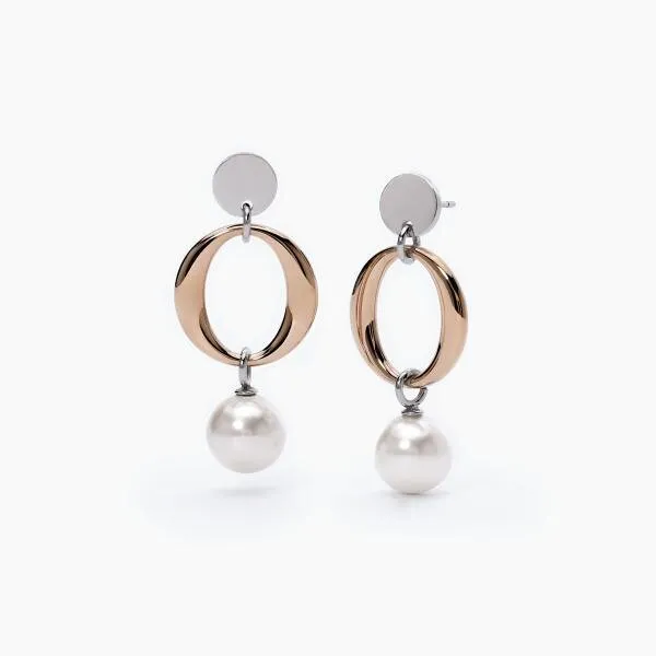 Orecchini in acciaio 316L e PVD Rose' - 2Jewels Donna