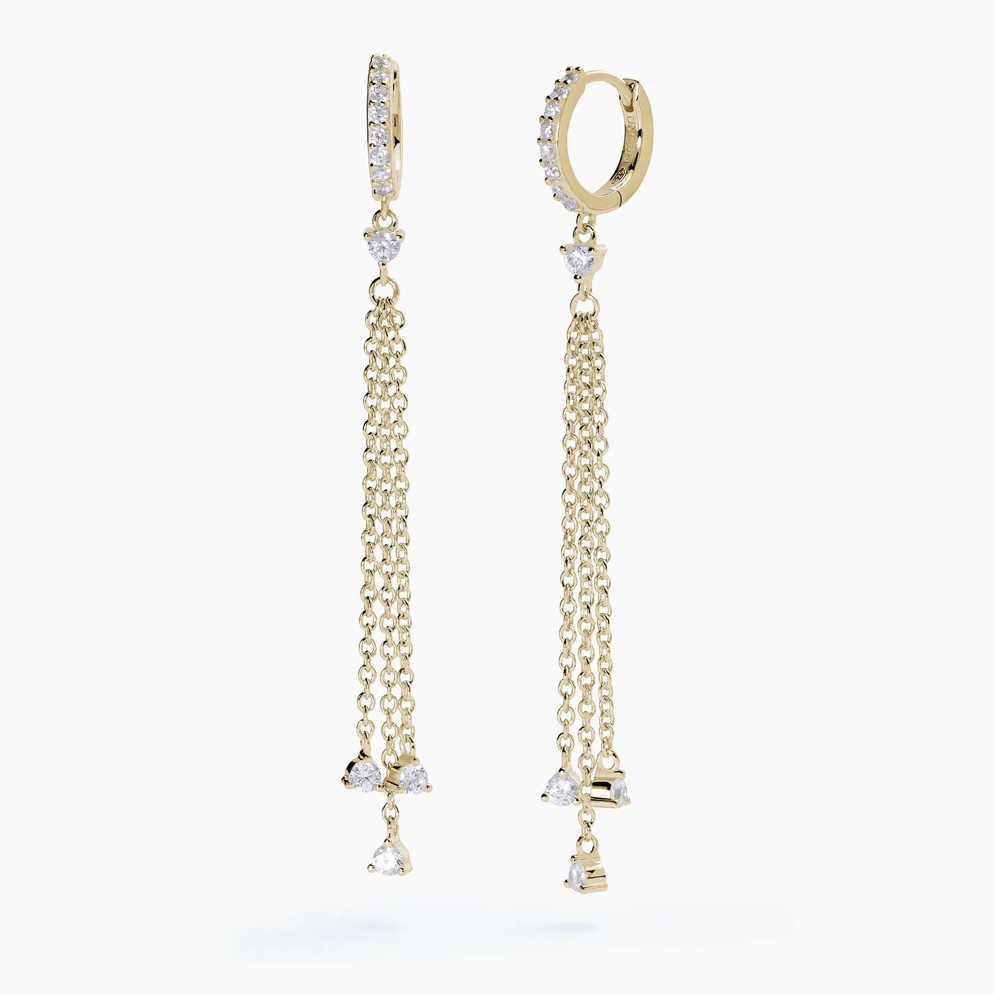 Orecchini pendenti Mabina donna Catenina e zirconi gold