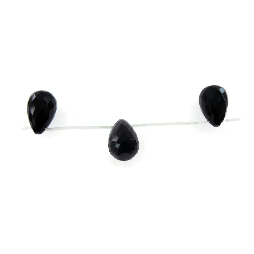 4 gocce di onice nero sfaccettato mm. 26x16 foro traverso