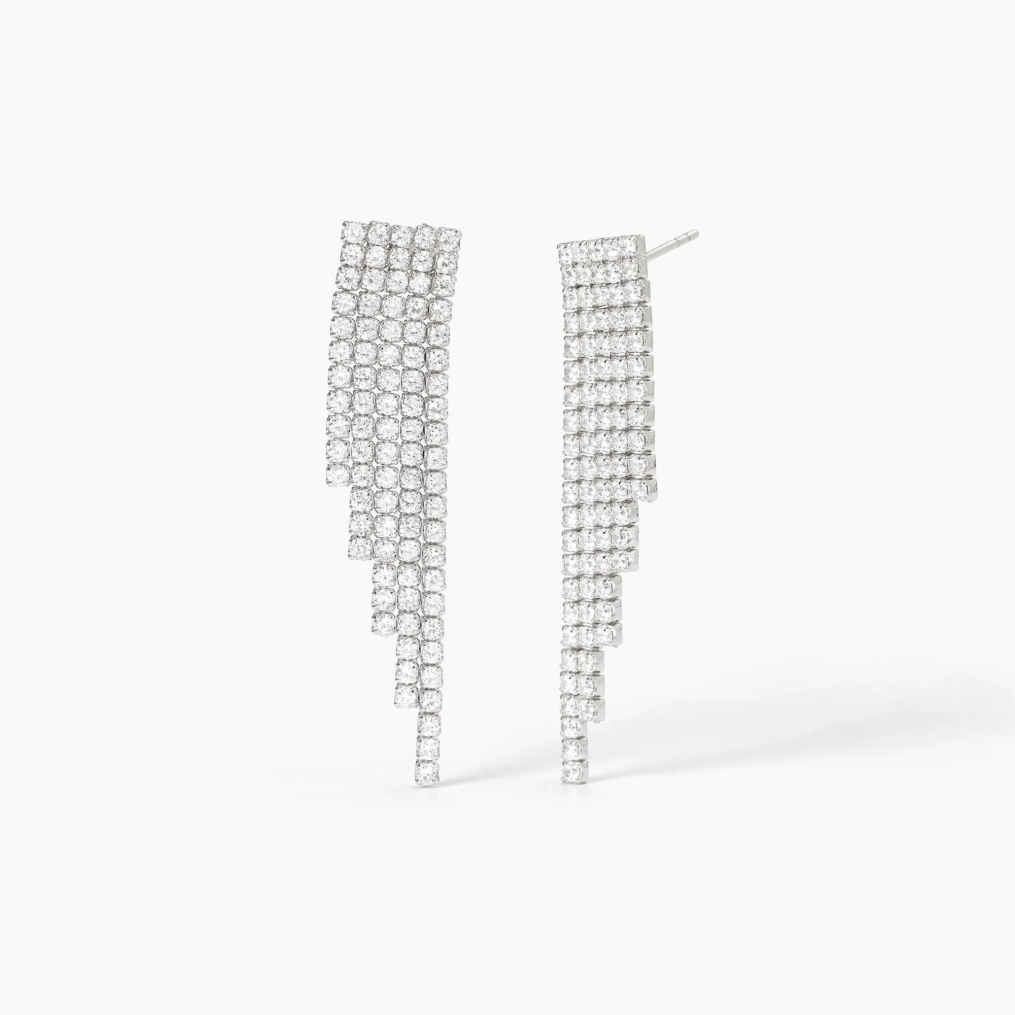 Orecchini Mabina donna Cascata di 5 file di zirconi