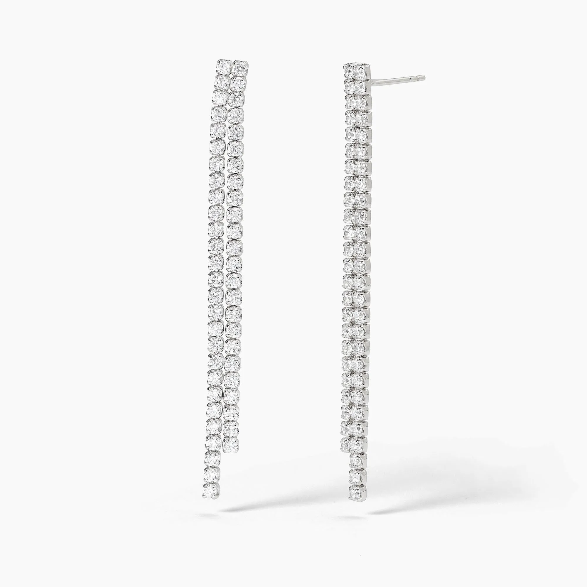 Orecchini Mabina donna Cascata di 2 file di zirconi