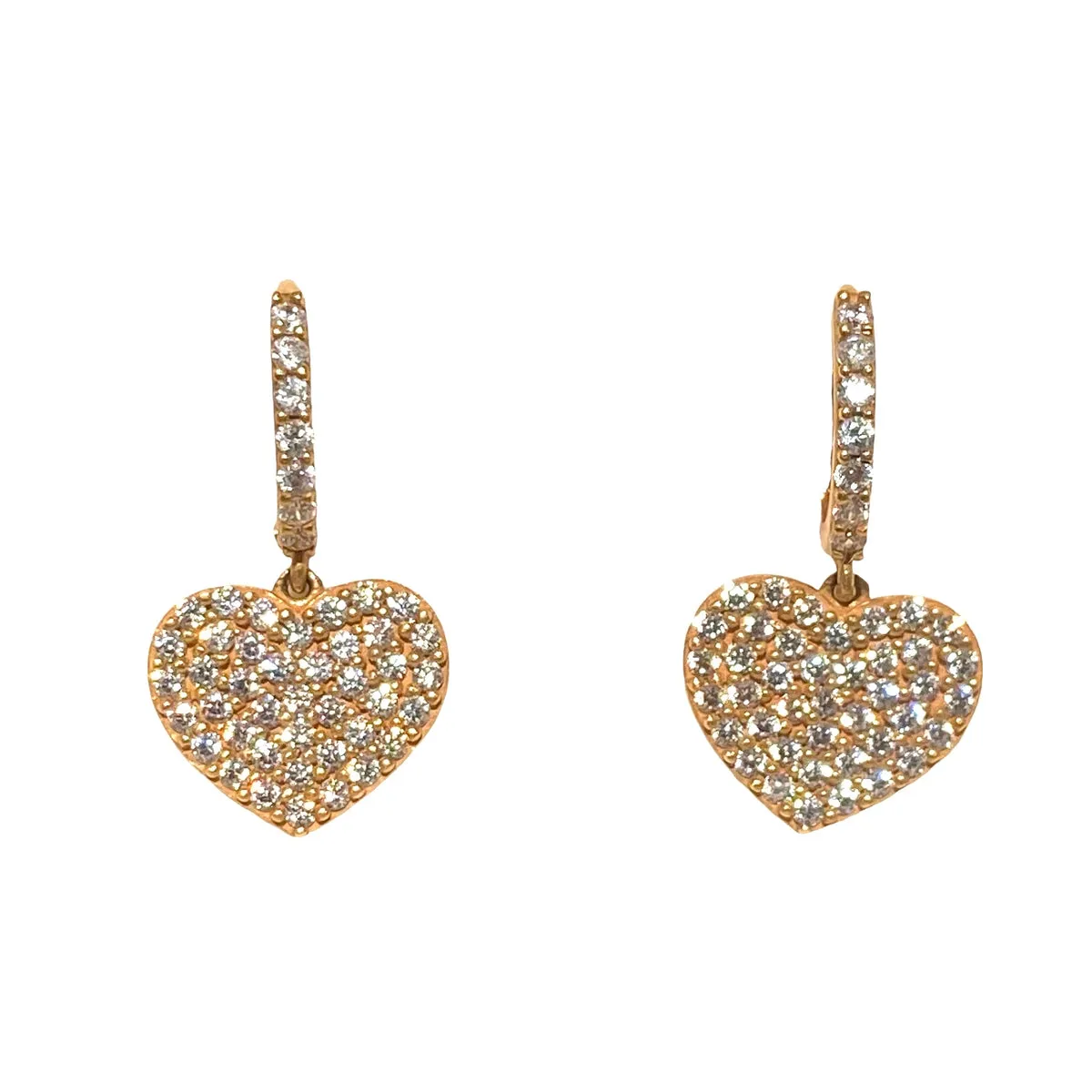 ORECCHINI A CERCHIO CON CHARM CUORI IN ORO ROSA