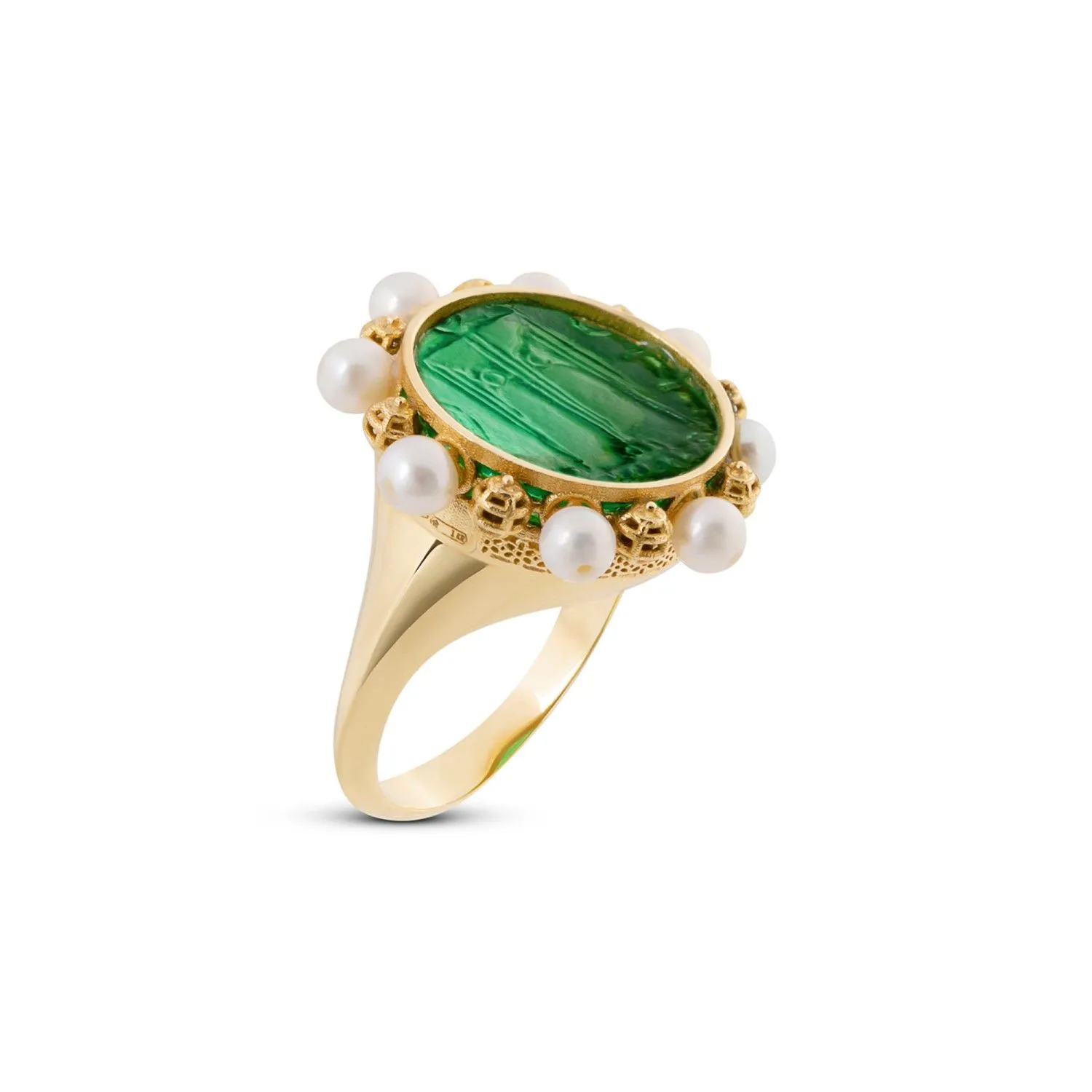 Anello Oro Pasta Vitrea Verde - Gerardo Sacco