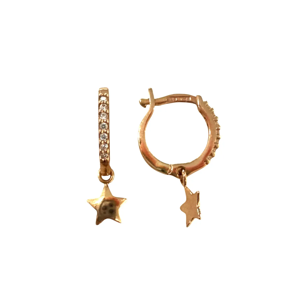 ORECCHINI CERCHI CON CHARM STELLA ORO ROSA