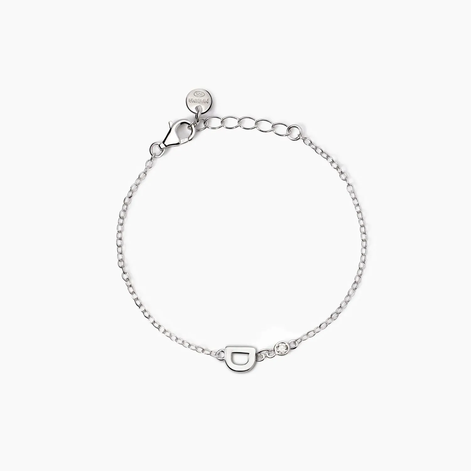 Bracciale neonato con lettera D e diamante Lab-Grown Welcome Baby Junior Mabina