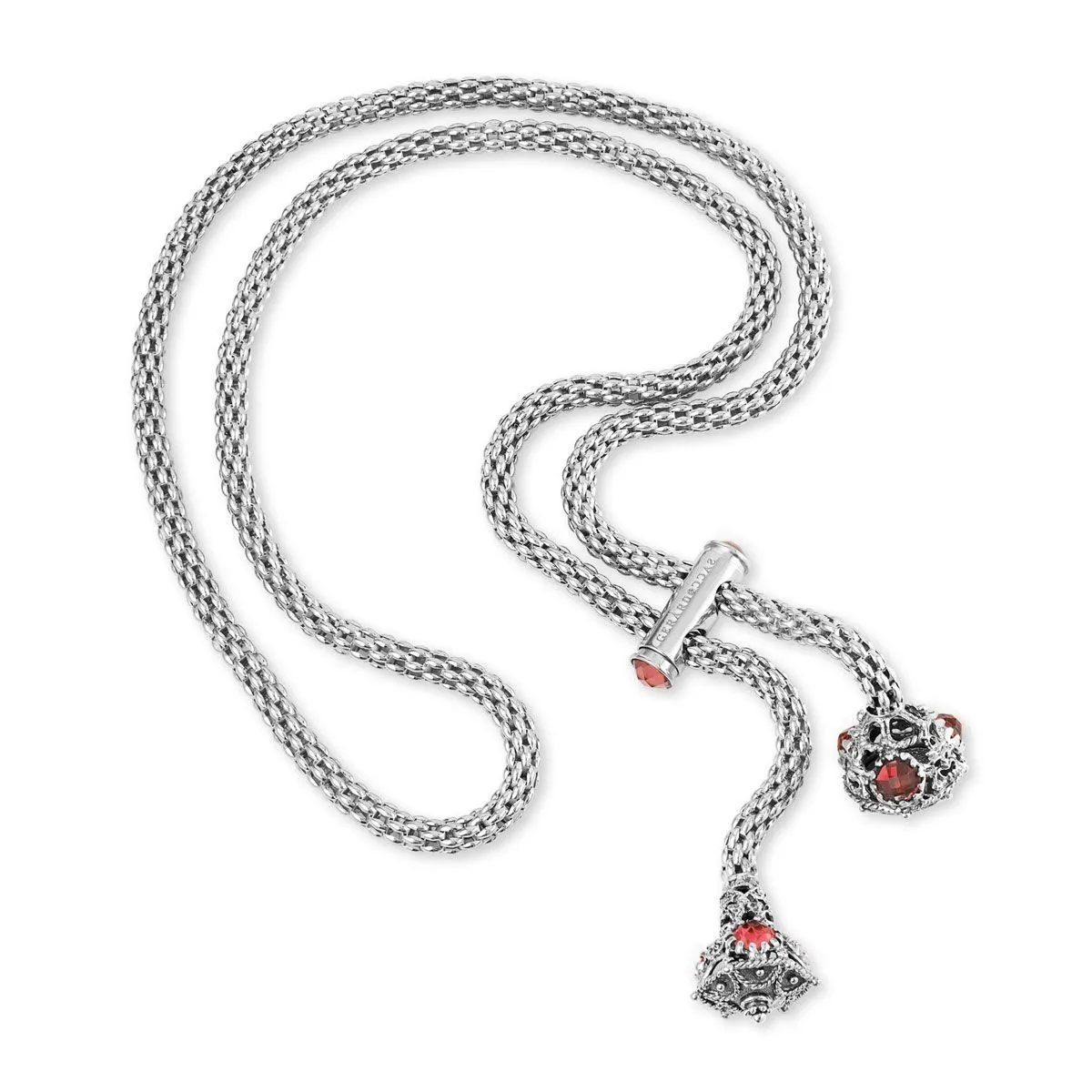 Collana Saliscendi in Argento con Trottole Rosse  e Pietre Cubic Zirconia  - Gerardo Sacco
