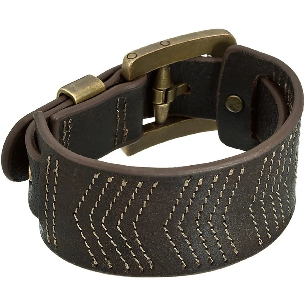 Bracciale GUESS Uomo UMB11337 Pelle Marrone Gold Fibbia DD