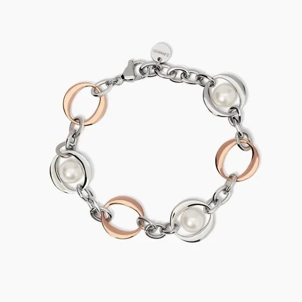 Bracciale in acciaio 316L PVD rosé perle conchigli Donna 2Jewels