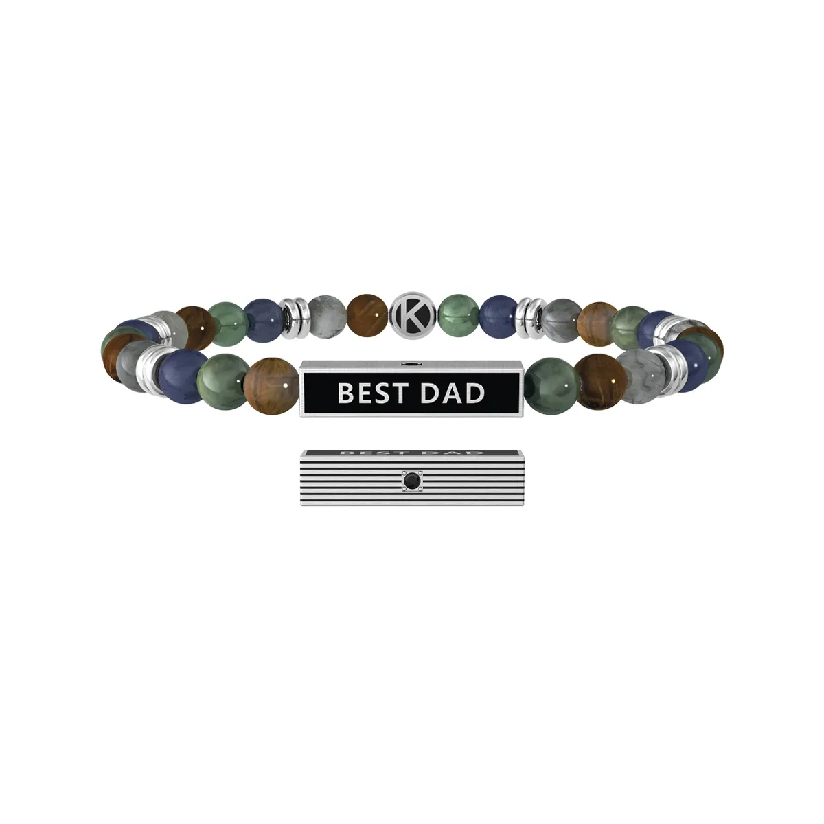 Bracciale Uomo Kidult Family Elastico Best Dad con Pietre Colorate