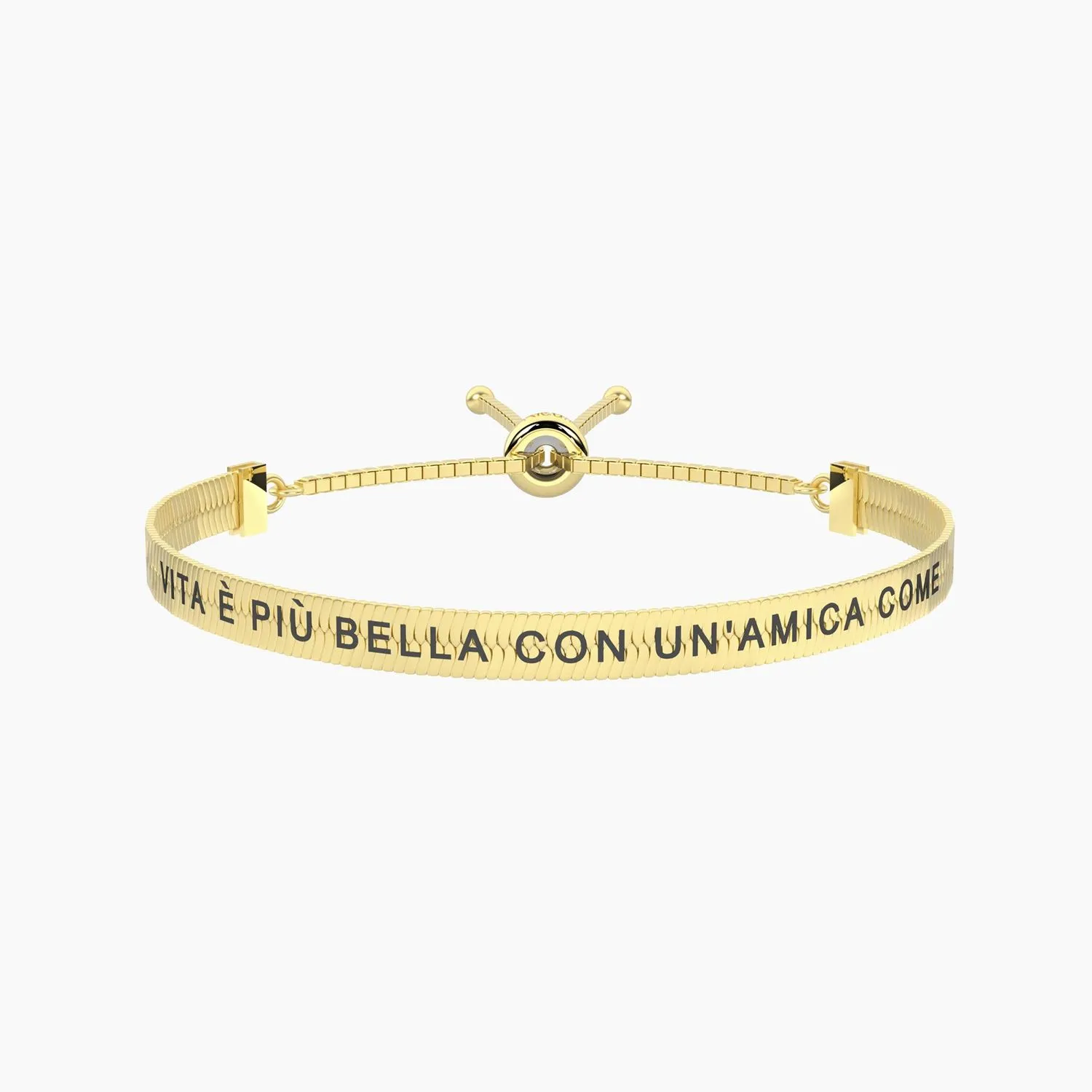 Bracciale in acciaio dorato con frase sull'amicizia Kidult
