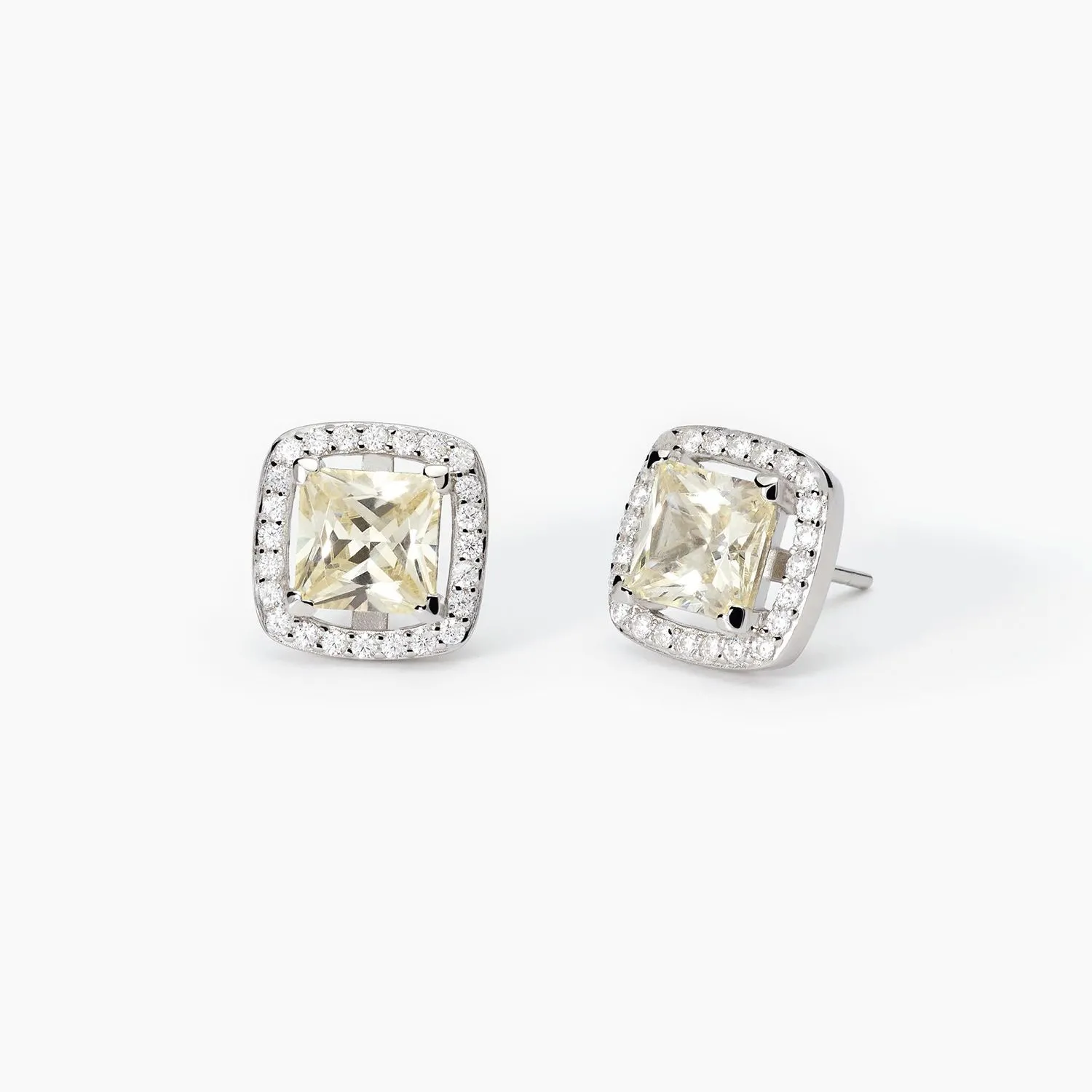 Orecchini a lobo in argento con zirconi Lemon  Mabina