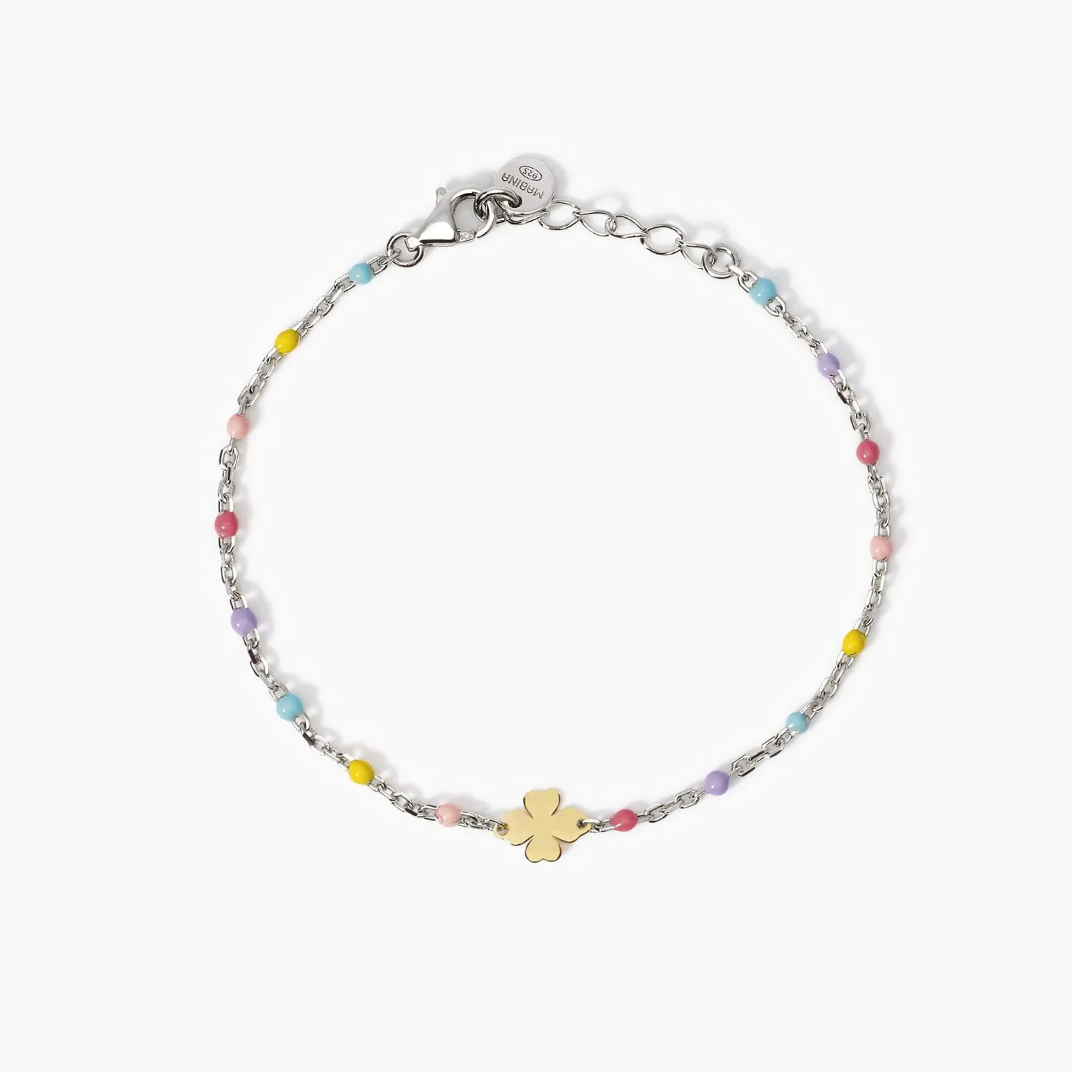 Bracciale multicolor con quadrifoglio oro 9K Cercami Mabina