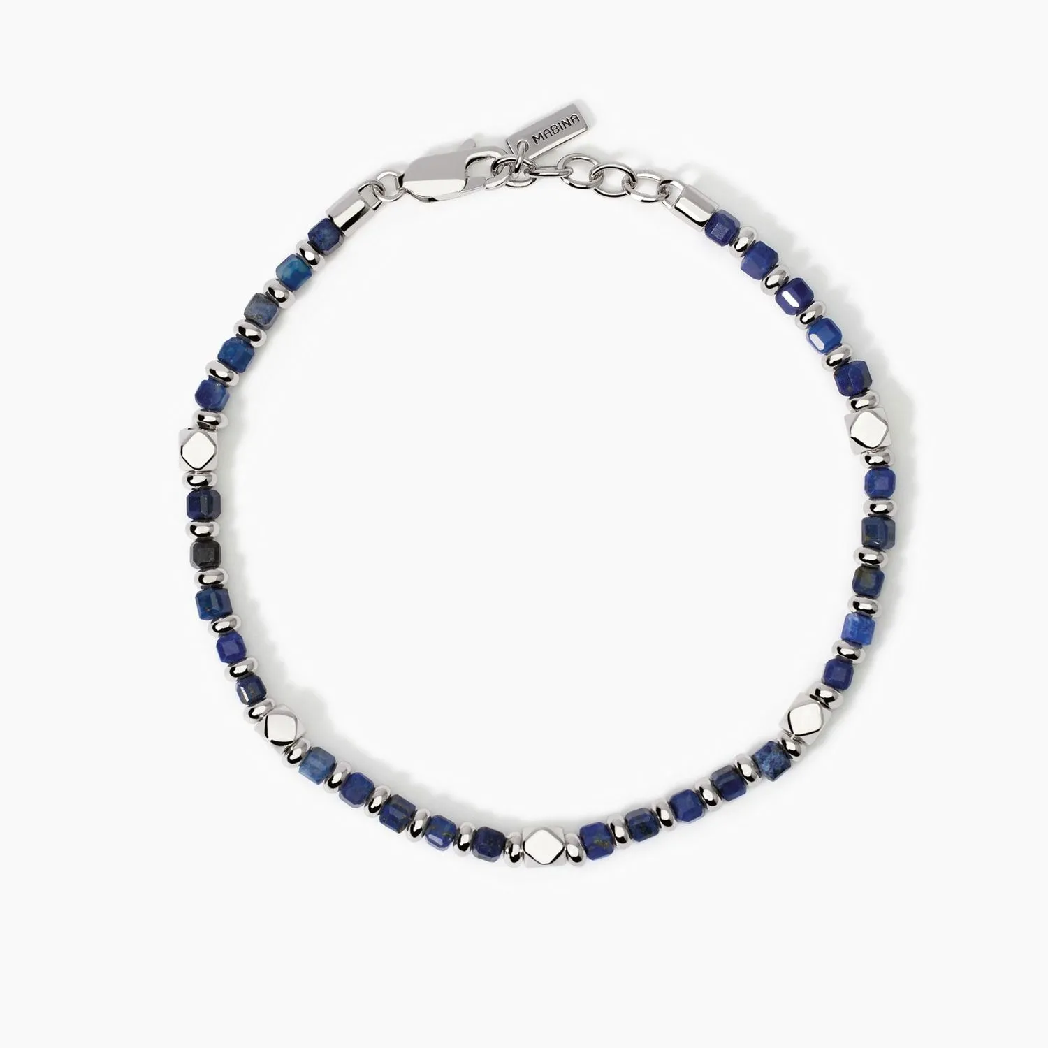 Bracciale da uomo in argento e sodalite blu California Mabina