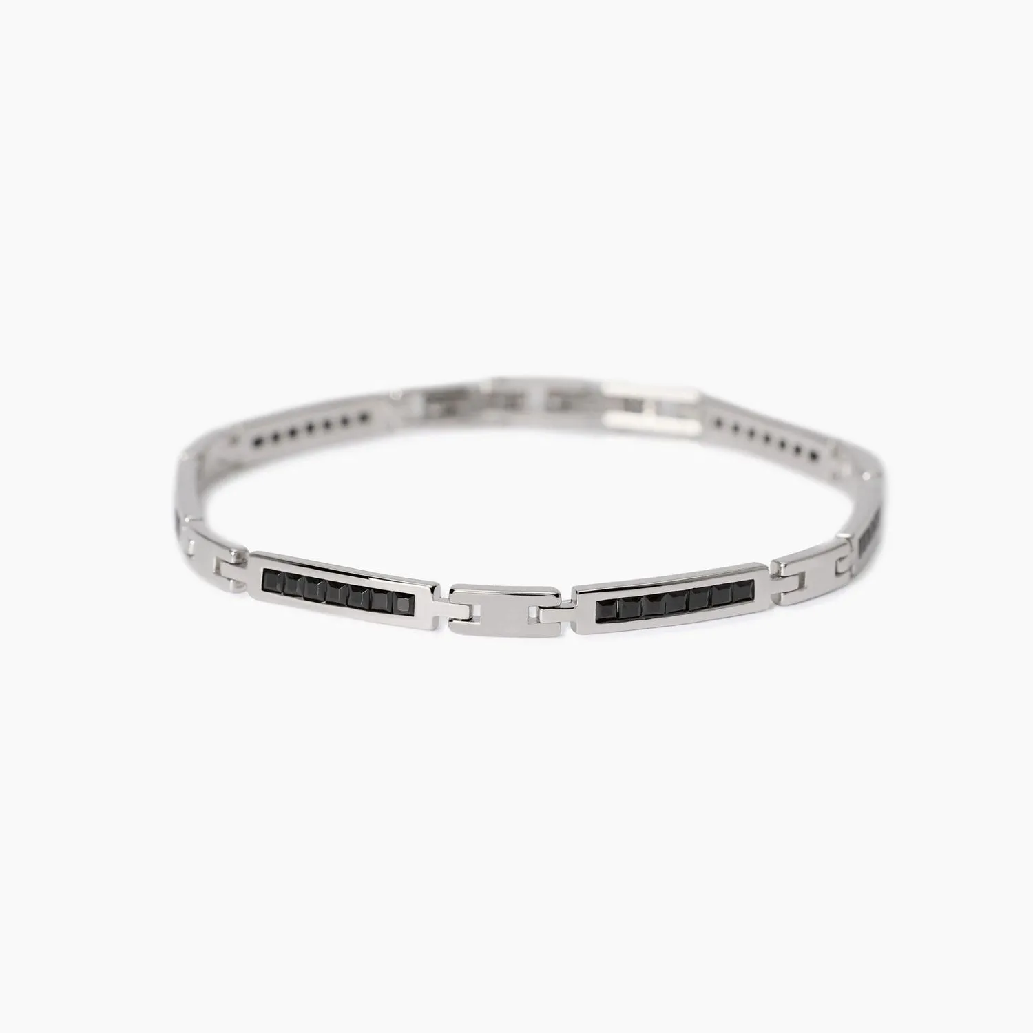 Bracciale uomo con piastre e zirconi neri Reloaded  Mabina Uomo