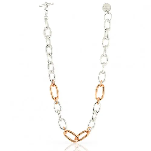 Collana in bronzo dorato rosa ed argentato