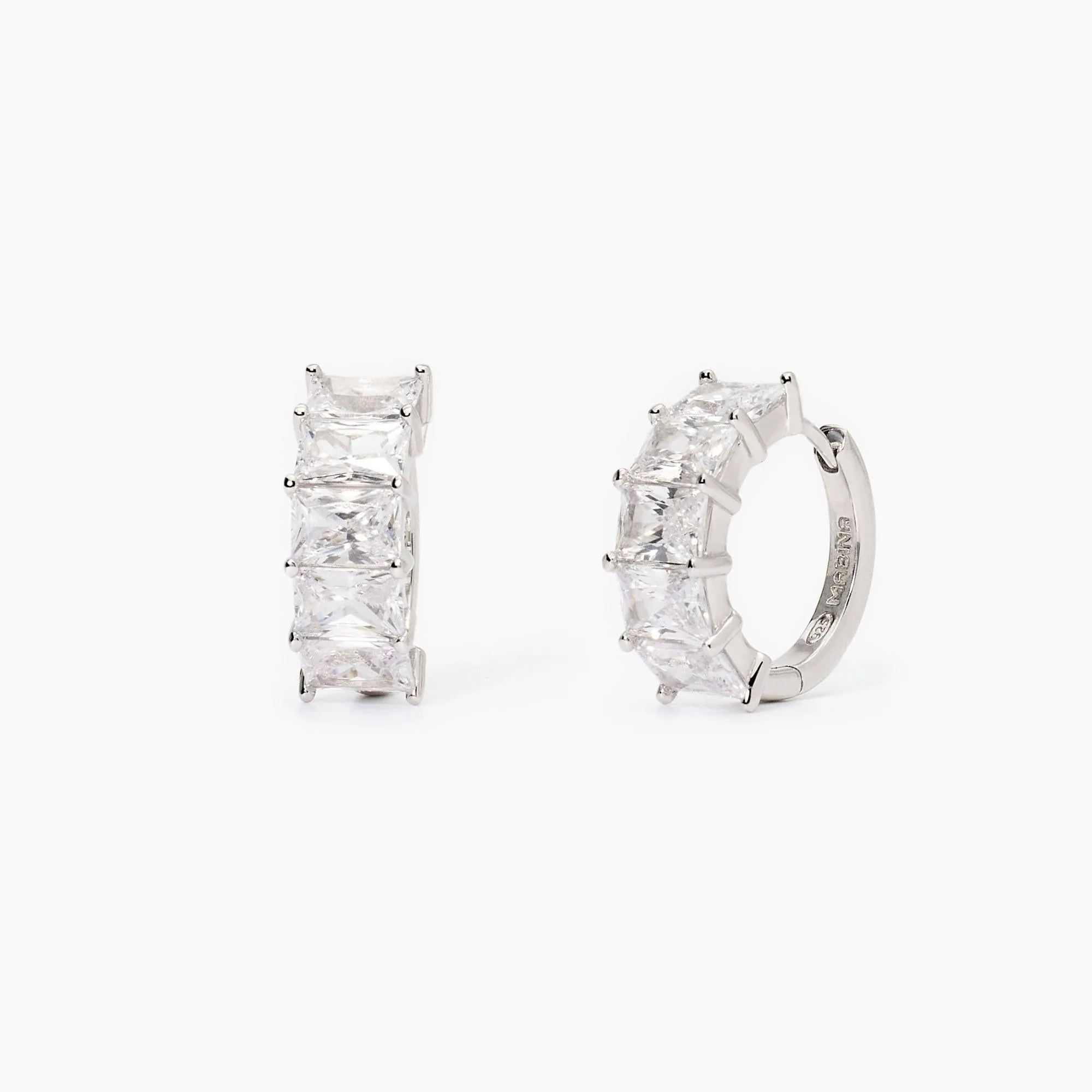 Orecchini a cerchio Mabina donna zirconi baguette