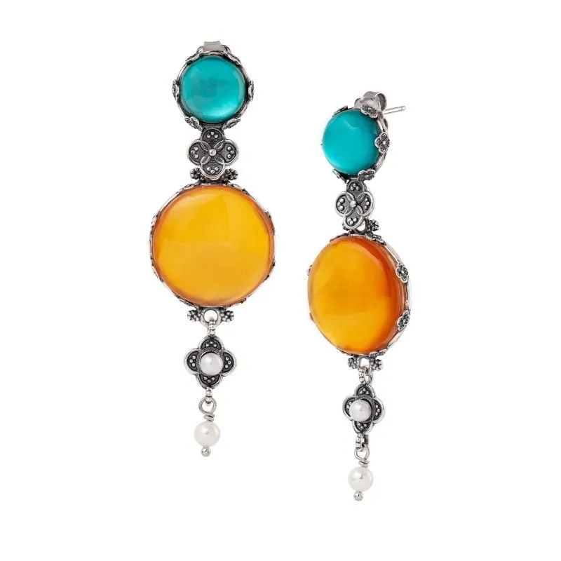 Orecchini Con pietre taglio liscio Ninfea Chiusa - Gerardo Sacco