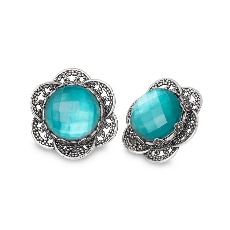 Orecchini Con pietre taglio liscio Ninfea Aperta- Gerardo Sacco