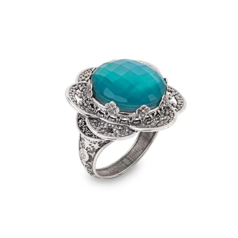 Anello con pietra liscia Ninfea Aperta- Gerardo Sacco