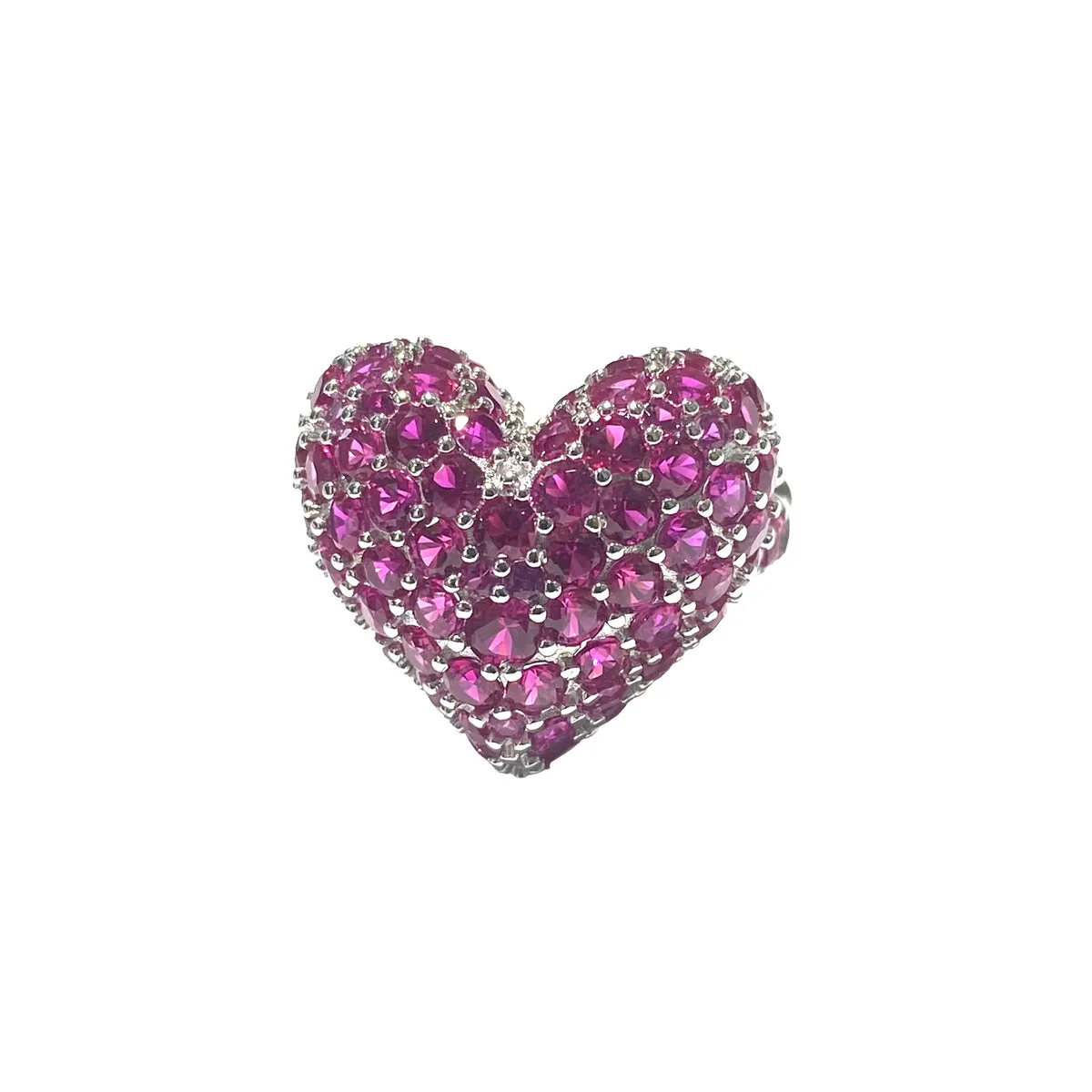 ANELLO CUORE PAVE' MAGENTA