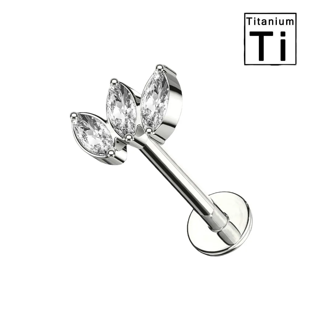 ORECCHINO FOGLIA CON CRISTALLI TITANIO