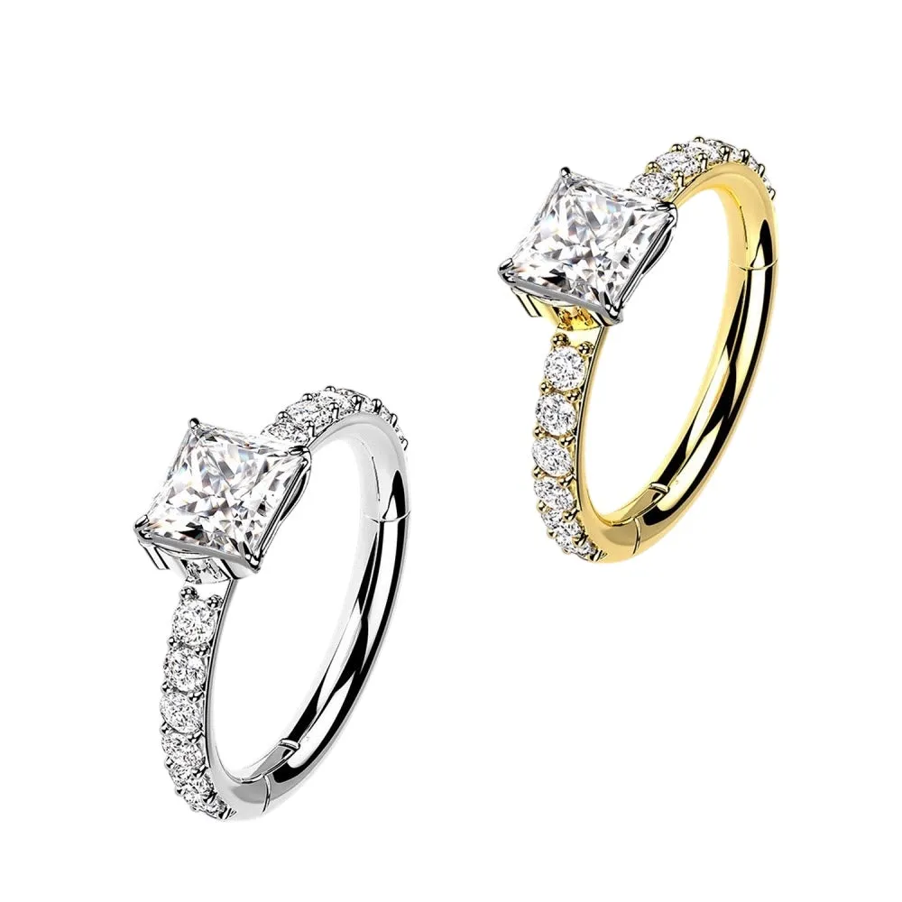 ORECCHINO PIERCING CON CRISTALLO QUADRATO