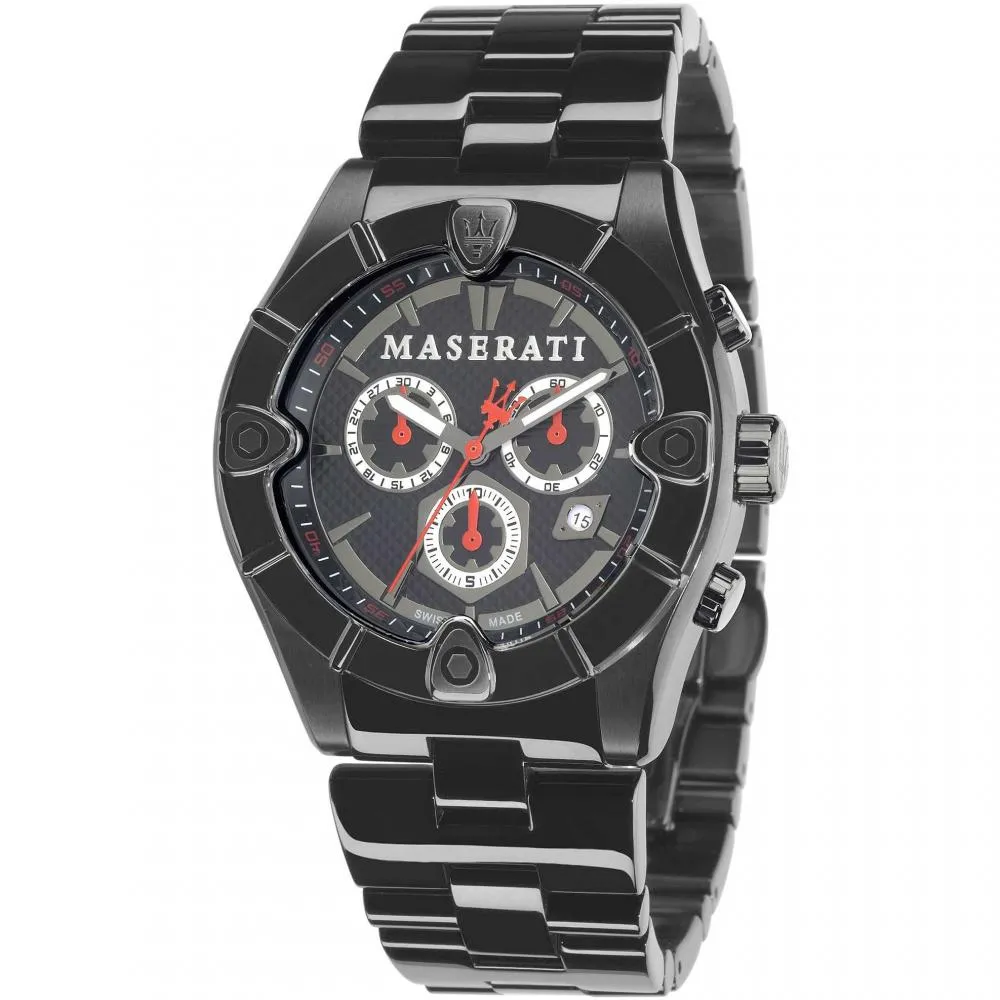 Orologio Uomo MASERATI MECCANICA R8873611001 SWISS MADE Chrono Acciaio Nero