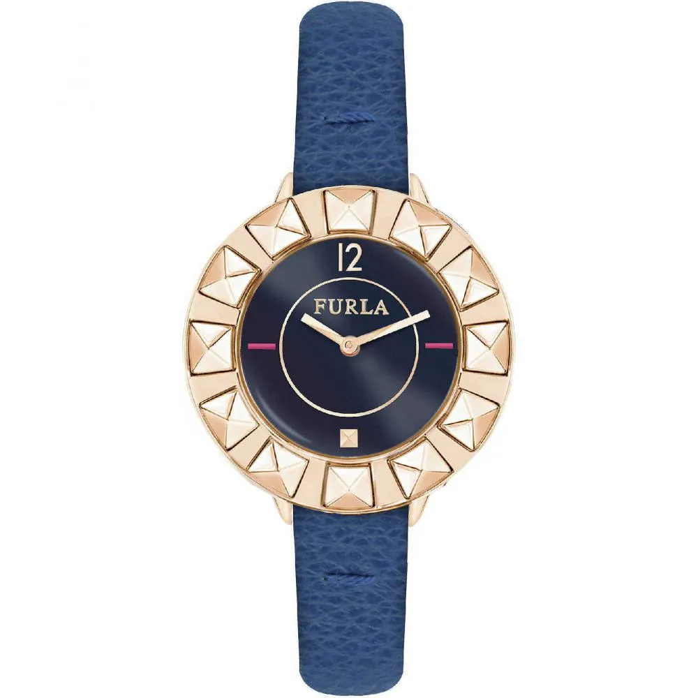 Orologio Donna FURLA CLUB R4251109516 Vera Pelle Blu + Ghiera Intercambiabile