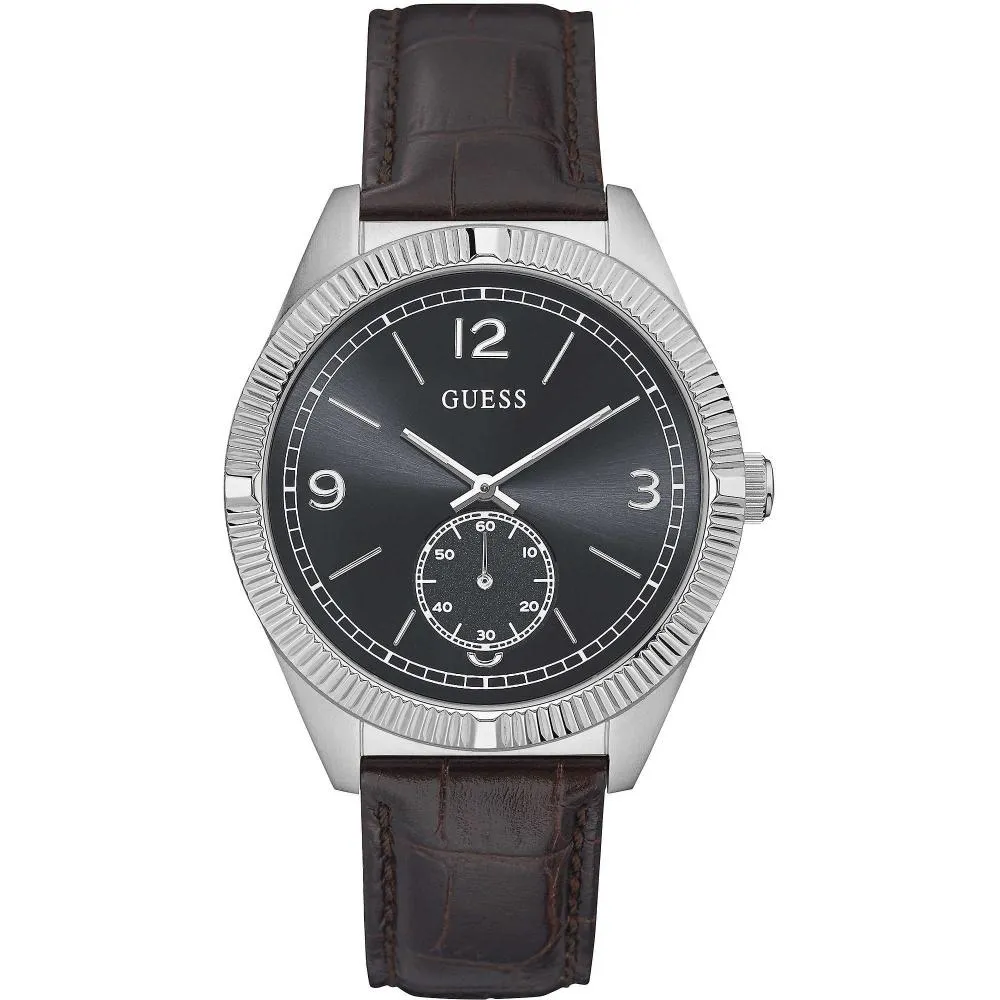 Orologio Uomo GUESS W0873G1 Vera Pelle Marrone Scuro Nero