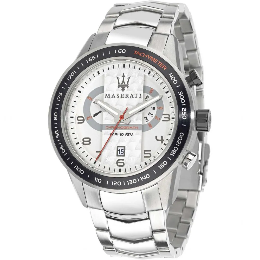 Orologio Uomo MASERATI CORSA R8873610001 Bracciale Acciaio Bianco Sub 100mt