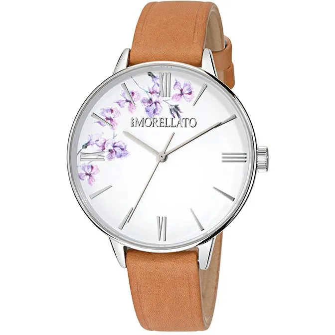Orologio Donna MORELLATO NINFA R0151141507 Vera Pelle Marrone Bianco NEW