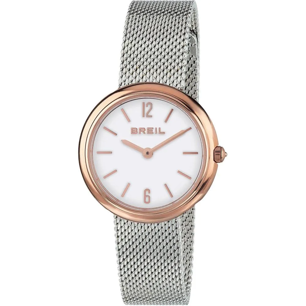Orologio Donna BREIL IRIS TW1777 Acciaio Maglia Milanese Mesh Rosè Bianco NEW