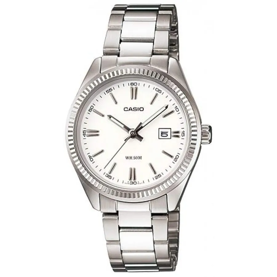 Orologio Donna CASIO LTP-1302D-7A1 Bracciale Acciaio Bianco Classico Vintage