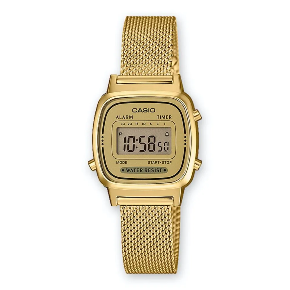 Orologio CASIO Vintage LA670WEMY-9D Donna Acciaio Mesh Maglia Milanese Gold