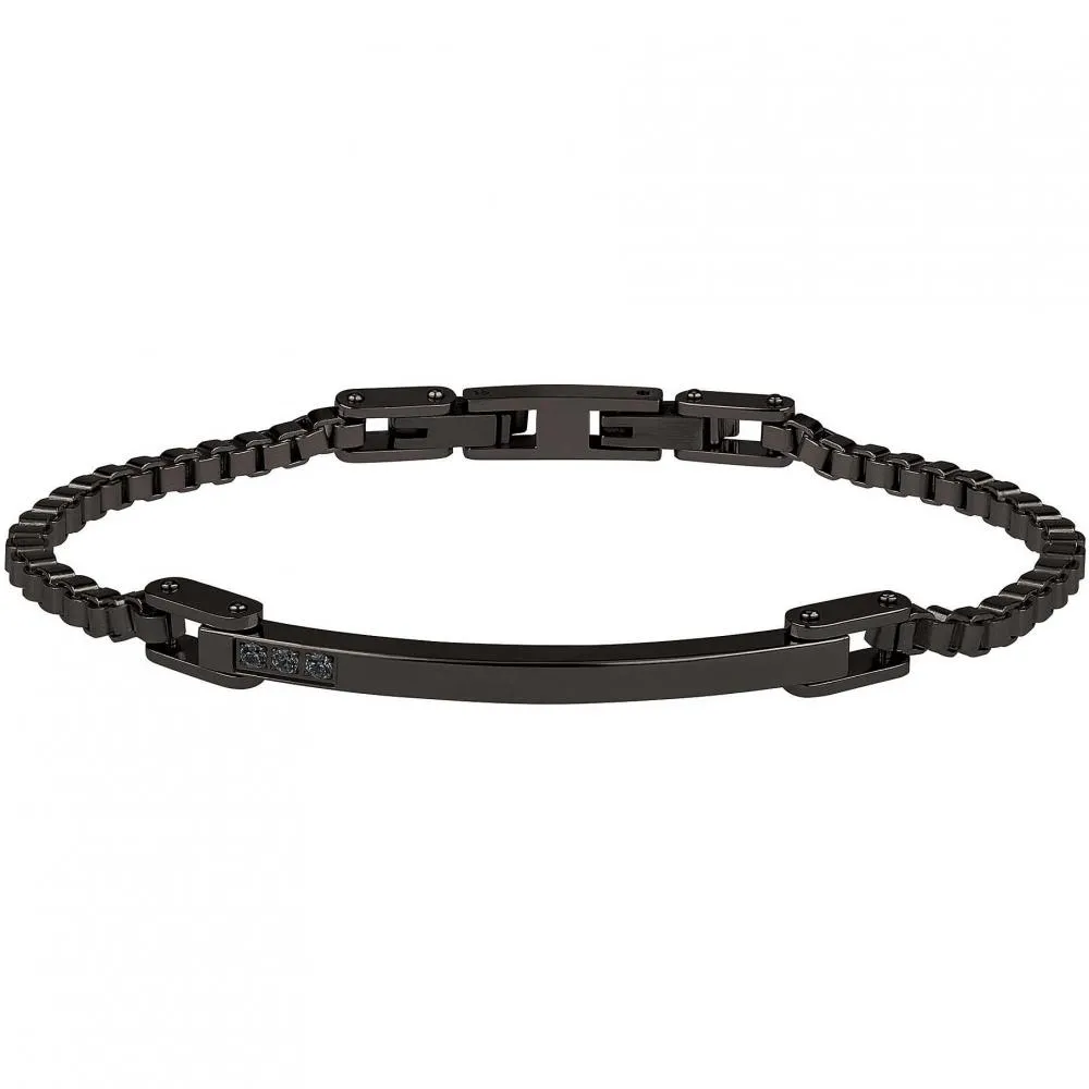 Bracciale Uomo BREIL BLACK DIAMOND TJ2746 Acciaio Inossidabile Nero Diamanti NEW