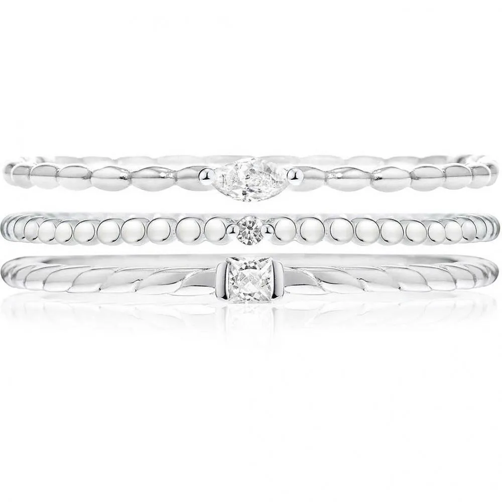 Tris di Anelli Donna MORELLATO 1930 SAHA140 Argento 925% Swarovski 3 Misure