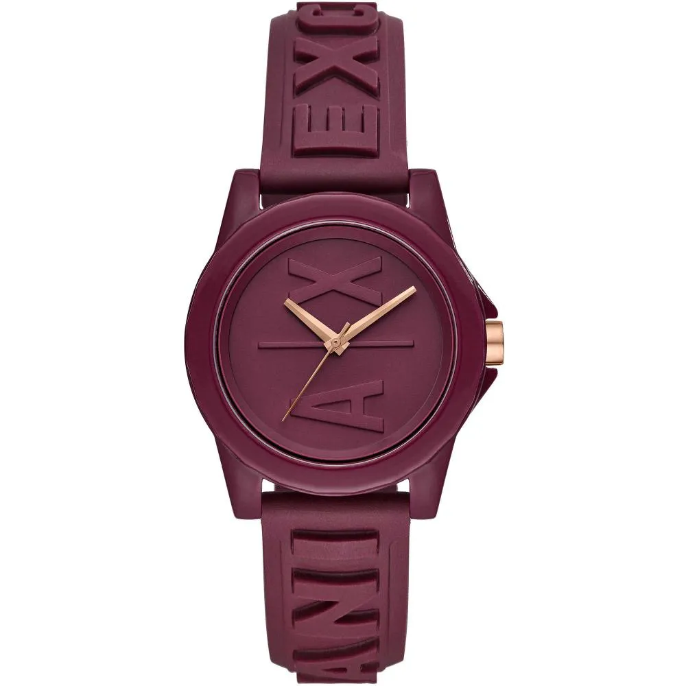 Orologio Donna ARMANI EXCHANGE LADY BANKS AX4367 Silicone Viola Prugna NEW